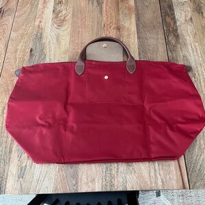 Longchamp Le Pilage Red Long with Short Handle